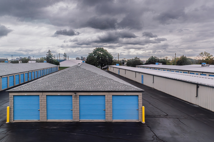 Self-storage facility with drive-up units and controlled access