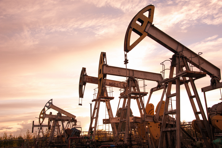 Oil and gas production equipment at an operating site